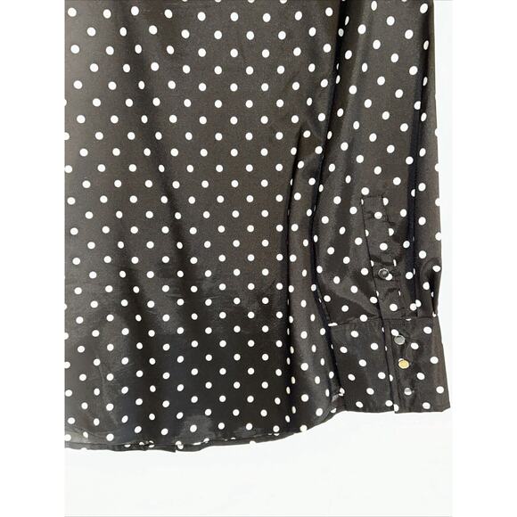 BCBG MAXAZRIA Womens XL Polka Dot Satin Button-Up Blouse Whimsigoth Preppy - Picture 11 of 14